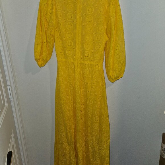Hutch Anthropologie Yellow Cutout Maxi Dress Size 12 - Picture 8 of 8